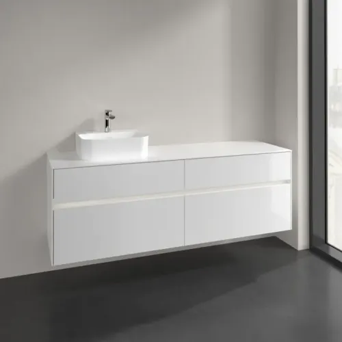 Villeroy & Boch Collaro Тумба под раковину, с подсветкой, 4 выдвижных ящика, 1600 x 548 x 500 mm, Glossy White / Glossy White C105B0DH
