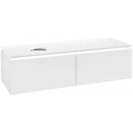 Villeroy & Boch Legato Тумба под раковину, с подсветкой, 2 выдвижных ящика, 1400 x 380 x 500 mm, Glossy White / Glossy White B587L0DH