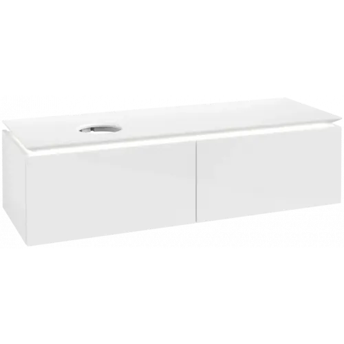 Villeroy & Boch Legato Тумба под раковину, с подсветкой, 2 выдвижных ящика, 1400 x 380 x 500 mm, Glossy White / Glossy White B587L0DH