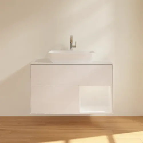 Villeroy & Boch Finion Тумба под раковину, с подсветкой, 2 выдвижных ящика, 1000 x 603 x 501 mm, Glossy White Lacquer / Glossy White Lacquer F781GFGF