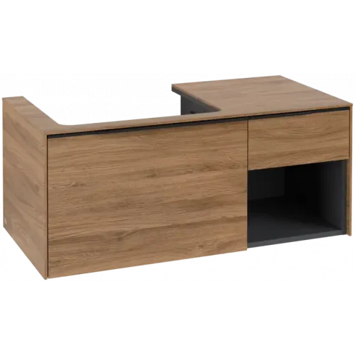 Villeroy & Boch Subway 3.0 Тумба под раковину, с подсветкой, 2 выдвижных ящика, 1001 x 423 x 516 mm, Oak Kansas / Oak Kansas C572L1RH