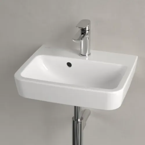 Villeroy & Boch O.novo Раковина компактная, 450 x 370 x 160 mm, Альпийский белый AntiBac CeramicPlus, с переливом, задняя сторона и нижняя сторона шлифованные 43444GT2