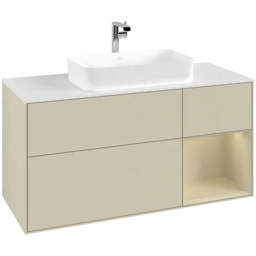 Villeroy & Boch Finion Тумба под раковину, с подсветкой, 3 выдвижных ящика, 1200 x 603 x 501 mm, Silk Grey Matt Lacquer / Silk Grey Matt Lacquer G301HJHJ