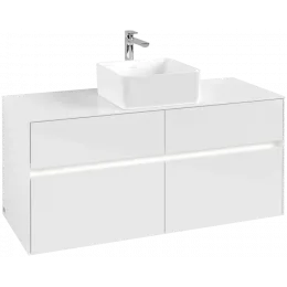 Villeroy & Boch Collaro Тумба под раковину, с подсветкой, 4 выдвижных ящика, 1200 x 548 x 500 mm, Glossy White / Glossy White C041B0DH