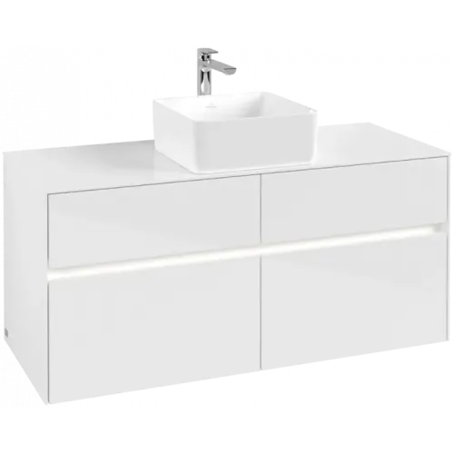 Villeroy & Boch Collaro Тумба под раковину, с подсветкой, 4 выдвижных ящика, 1200 x 548 x 500 mm, Glossy White / Glossy White C041B0DH