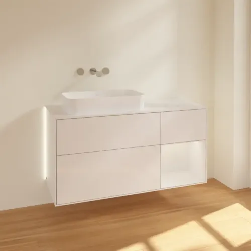 Villeroy & Boch Finion Тумба под раковину, с подсветкой, 3 выдвижных ящика, 1200 x 603 x 501 mm, Glossy White Lacquer / Glossy White Lacquer G691GFGF