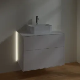 Villeroy & Boch Finion Тумба под раковину, с подсветкой, 2 выдвижных ящика, 800 x 603 x 501 mm, Glossy White Lacquer G08100GF