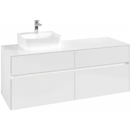 Villeroy & Boch Collaro Тумба под раковину, с подсветкой, 4 выдвижных ящика, 1400 x 548 x 500 mm, Glossy White / Glossy White C101B0DH