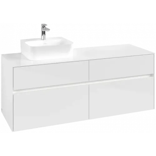 Villeroy & Boch Collaro Тумба под раковину, с подсветкой, 4 выдвижных ящика, 1400 x 548 x 500 mm, Glossy White / Glossy White C101B0DH