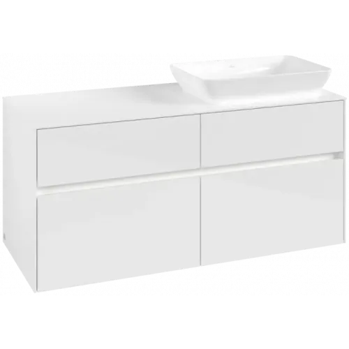 Villeroy & Boch Collaro Тумба под раковину, с подсветкой, 4 выдвижных ящика, 1200 x 548 x 500 mm, Glossy White / Glossy White C114B0DH