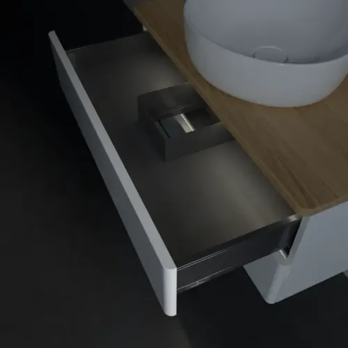 Villeroy & Boch Antao Тумба под раковину, с подсветкой, 2 выдвижных ящика, 800 x 360 x 500 mm, лицевая поверхность без текстурированной отделки, Glossy White Lacquer / Honey Oak L19051GF