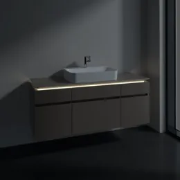 Villeroy & Boch Legato Тумба под раковину, с подсветкой, 5 выдвижных ящиков, 1400 x 550 x 500 mm, Truffle Grey / Truffle Grey B760L0VG