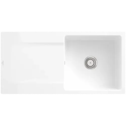 Villeroy & Boch Siluet 60 flat Мойка, включая Комплект слива с ручным управлением, выкл TitanCeram, 980 x 490 mm, Альпийский белый CeramicPlus 33361FR1