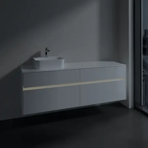 Villeroy & Boch Collaro Тумба под раковину, с подсветкой, 4 выдвижных ящика, 1600 x 548 x 500 mm, Glossy White / Glossy White C105B0DH