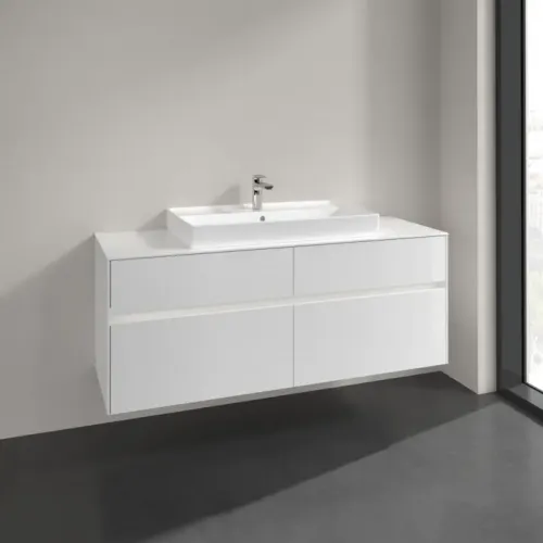 Villeroy & Boch Collaro Тумба под раковину, с подсветкой, 4 выдвижных ящика, 1400 x 548 x 500 mm, Glossy White / Glossy White C088B0DH