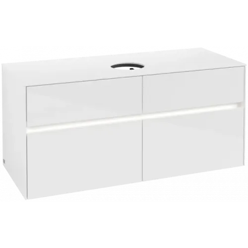 Villeroy & Boch Collaro Тумба под раковину, с подсветкой, 4 выдвижных ящика, 1200 x 548 x 500 mm, Glossy White / Glossy White C041B0DH
