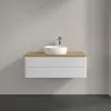 Villeroy & Boch Antao Тумба под раковину, с подсветкой, 2 выдвижных ящика, 1000 x 360 x 500 mm, лицевая поверхность без текстурированной отделки, Glossy White Lacquer / Honey Oak L20051GF