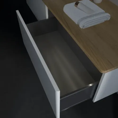Villeroy & Boch Antao Тумба под раковину, с подсветкой, 2 выдвижных ящика, 1600 x 360 x 500 mm, лицевая поверхность без текстурированной отделки, Glossy White Lacquer / Honey Oak L37051GF