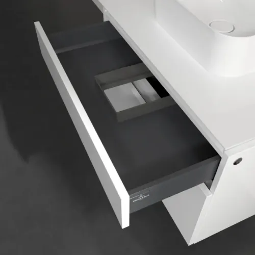 Villeroy & Boch Legato Тумба под раковину, с подсветкой, 2 выдвижных ящика, 800 x 550 x 500 mm, Glossy White / Glossy White B734L0DH