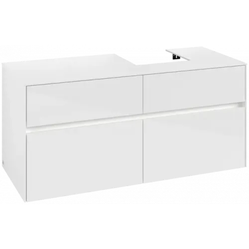 Villeroy & Boch Collaro Тумба под раковину, с подсветкой, 4 выдвижных ящика, 1200 x 548 x 500 mm, Glossy White / Glossy White C099B0DH