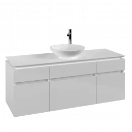Villeroy & Boch Legato Тумба под раковину, 5 выдвижных ящиков, 1400 x 550 x 500 mm, Glossy White / Glossy White B58600DH