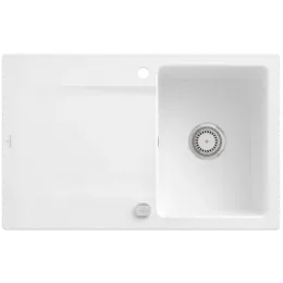 Villeroy & Boch Siluet 45 Мойка, включая Комплект слива с эксцентриком, выкл TitanCeram, 800 x 510 mm, Альпийский белый CeramicPlus 333402R1
