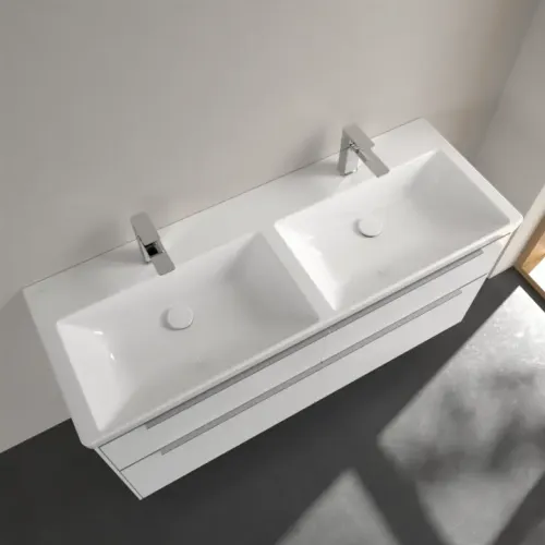 Villeroy & Boch Subway 3.0 Двойная раковина для установки на тумбу, 1300 x 475 x 165 mm, Альпийский белый, без перелива 4A71D101