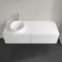 Villeroy & Boch Legato Тумба под раковину, 2 выдвижных ящика, 1400 x 380 x 500 mm, Glossy White / Glossy White B58700DH