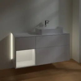 Villeroy & Boch Finion Тумба под раковину, с подсветкой, 3 выдвижных ящика, 1200 x 603 x 501 mm, Glossy White Lacquer / Glossy White Lacquer G271GFGF