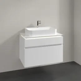 Villeroy & Boch Legato Тумба под раковину, с подсветкой, 2 выдвижных ящика, 800 x 550 x 500 mm, Glossy White / Glossy White B754L0DH