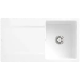 Villeroy & Boch Siluet 50 flat Мойка, включая Комплект слива с ручным управлением, выкл TitanCeram, 880 x 490 mm, Альпийский белый CeramicPlus 33351FR1