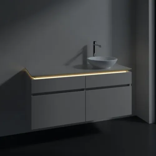 Villeroy & Boch Legato Тумба под раковину, с подсветкой, 4 выдвижных ящика, 1200 x 550 x 500 mm, Soft Grey / Soft Grey B582L0VK