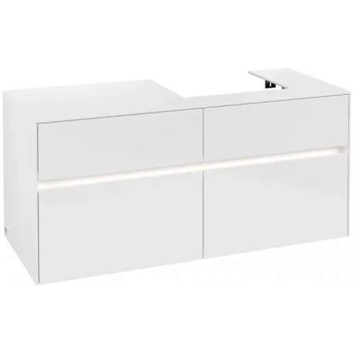Villeroy & Boch Collaro Тумба под раковину, с подсветкой, 4 выдвижных ящика, 1200 x 548 x 500 mm, Glossy White / Glossy White C072B0DH