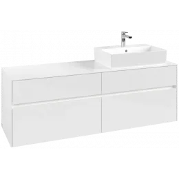 Villeroy & Boch Collaro Тумба под раковину, с подсветкой, 4 выдвижных ящика, 1600 x 548 x 500 mm, Glossy White / Glossy White C136B0DH