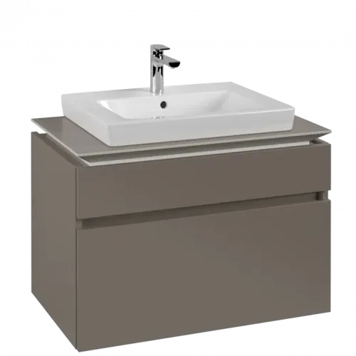 Villeroy & Boch Legato Тумба под раковину, с подсветкой, 2 выдвижных ящика, 800 x 550 x 500 mm, Truffle Grey / Truffle Grey B679L0VG