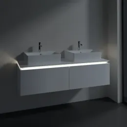 Villeroy & Boch Legato Тумба под раковину, с подсветкой, 2 выдвижных ящика, 1400 x 380 x 500 mm, Glossy White / Glossy White B668L0DH