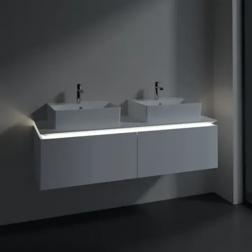 Villeroy & Boch Legato Тумба под раковину, с подсветкой, 2 выдвижных ящика, 1400 x 380 x 500 mm, Glossy White / Glossy White B668L0DH