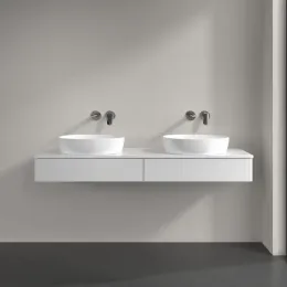 Villeroy & Boch Antao Тумба под раковину, с подсветкой, 2 выдвижных ящика, 1600 x 190 x 500 mm, лицевая поверхность без текстурированной отделки, Glossy White Lacquer / Glossy White Lacquer L17010GF