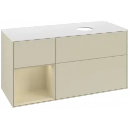 Villeroy & Boch Finion Тумба под раковину, с подсветкой, 3 выдвижных ящика, 1200 x 603 x 501 mm, Silk Grey Matt Lacquer / Silk Grey Matt Lacquer FA41HJHJ