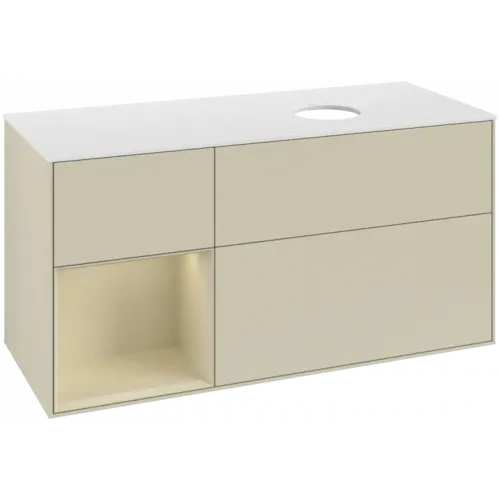 Villeroy & Boch Finion Тумба под раковину, с подсветкой, 3 выдвижных ящика, 1200 x 603 x 501 mm, Silk Grey Matt Lacquer / Silk Grey Matt Lacquer FA41HJHJ