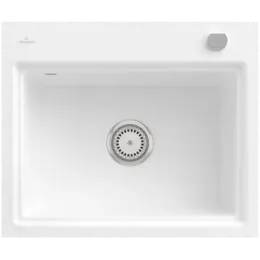 Villeroy & Boch Subway Style 60 S Flat Мойка, включая Комплект слива с эксцентриком, сливная решетка , выкл Керамика, 580 x 490 mm, Альпийский белый CeramicPlus 33662FR1