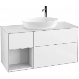 Villeroy & Boch Finion Тумба под раковину, с подсветкой, 3 выдвижных ящика, 1200 x 603 x 501 mm, Glossy White Lacquer / Glossy White Lacquer F941GFGF