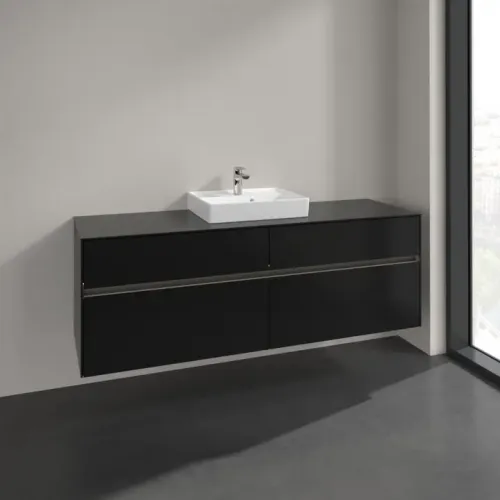 Villeroy & Boch Collaro Тумба под раковину, с подсветкой, 4 выдвижных ящика, 1600 x 548 x 500 mm, Black Matt Lacquer / Black Matt Lacquer C077B0PD