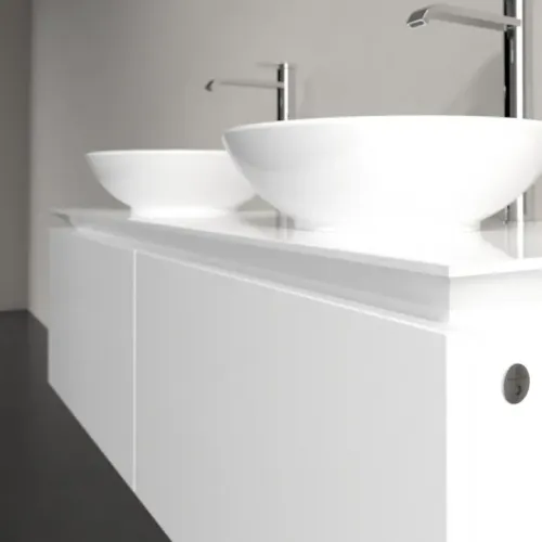 Villeroy & Boch Legato Тумба под раковину, с подсветкой, 2 выдвижных ящика, 1200 x 380 x 500 mm, Glossy White / Glossy White B583L0DH