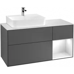 Villeroy & Boch Finion Тумба под раковину, с подсветкой, 3 выдвижных ящика, 1200 x 603 x 501 mm, Silk Grey Matt Lacquer / Silk Grey Matt Lacquer G151HJHJ