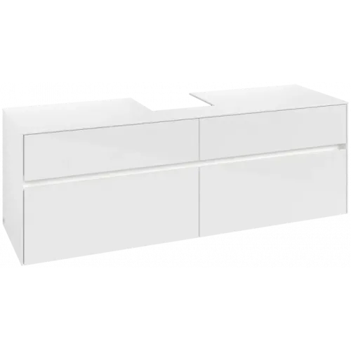 Villeroy & Boch Collaro Тумба под раковину, с подсветкой, 4 выдвижных ящика, 1600 x 548 x 500 mm, Glossy White / Glossy White C104B0DH