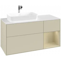 Villeroy & Boch Finion Тумба под раковину, с подсветкой, 3 выдвижных ящика, 1200 x 603 x 501 mm, Silk Grey Matt Lacquer / Silk Grey Matt Lacquer F281HJHJ
