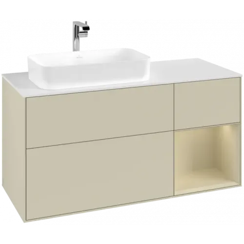 Villeroy & Boch Finion Тумба под раковину, с подсветкой, 3 выдвижных ящика, 1200 x 603 x 501 mm, Silk Grey Matt Lacquer / Silk Grey Matt Lacquer F281HJHJ