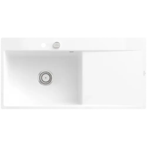 Villeroy & Boch Subway Style 60 Flat Мойка, включая Комплект слива с эксцентриком, выкл Керамика, 980 x 490 mm, Альпийский белый CeramicPlus 33622FR1