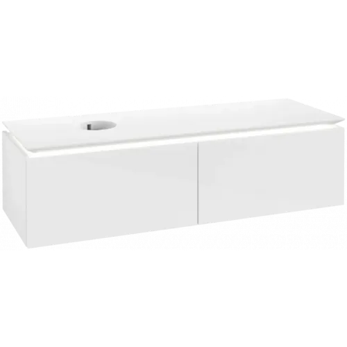 Villeroy & Boch Legato Тумба под раковину, с подсветкой, 2 выдвижных ящика, 1400 x 380 x 500 mm, Glossy White / Glossy White B613L0DH